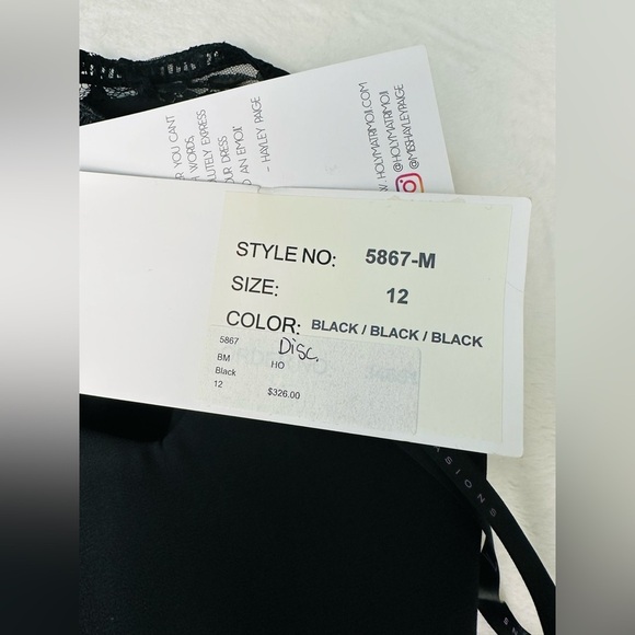 Hayley Paige Occasions Formal Black Halter Maxi Gown Size 12 - Picture 9 of 12